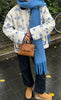 Womens Zip Up Jacket Floral/Striped Lightweight Quilted Long Sleeve Winter Outwear