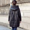 Black PU Leather Coat Hooded Down Cotton Clothes Women's Winter Cocoon-Type Thick Loose Cotton-Padded Jacket Thick Parkas
