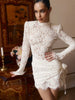 Sheer Long Sleeve O Neck Lace Solid Hip Wrap Women Dresses Elegant Outfits Sheath Party Female Bodycon Chic