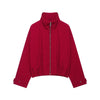 Ladies High Street Casual Chic Red Autumn Winter Women Jacket Outfits Plaid Stand Collar Zipper Loose Bomber Jacket Coat Female