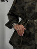Camouflage Stand Collar Jackets Women's Casual Zipper Drawstring Waist-cinching Pockets Coat Autumn Ladies Outwear