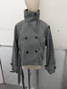 Grey Lapel Woolen Blend Short Coat Women Solid Single Breasted Long Sleeves Pockets Loose Jacket Lady Autumn Street Outerwear