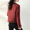 Autumn French High end Temperament Red Fragrant Coat Women's Short Thick Tweed OutwearFashion Women Slim Thicken Jacket