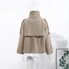 Elegant Women's Short Woolen Coats Stand Collar Double Breasted Long Sleeve Female Jacket Autumn Winter Lady Warm Outwear