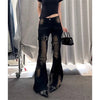 Autumn Winter Women's Denim Pants High Waist Cargo Jean Goblin Core Kpop Bell Bottom Japanese Y2k Stretch 2000s Jeans Gyaru