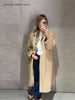 Double-side Long Trench Coats Women's Loose Full Sleeves Single-breasted Pockets Lapel Coats Ladies Spring Outwear