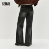 Women Jeans Belted Fleece Lined Flared Loose Fit Distressed Wash Vintage HighWaist Streetwear Denim Pants