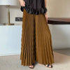 Pleated Elastic Waist Women's Wide Leg Pants Chic Elegant Design Handmade Pleated Stretch Loose Long Pants 2DB3646