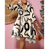 Women Sexy Printed Shirt Dresses Chic V Neck Loose Long Sleeve Dress Causal Vacation Female Mini Vestidos Robe Clothing