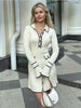 Ruffled Knit Dress Women Autumn Ribbed Contrast Long Sleeve High Waist Lapel Gown Dress Knitwear Ladies Maxi Dress