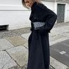 Casual Woolen Women Coat Doube-Breasted Turn-Down Collar Long Sleeve Female Coats Autumn Winter Chic Lady Outwear