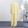 Chic Solid Stand Neck Blazer Jacket Pant Set Women Full Sleeve Shoulder Pads Coat Wide Leg Pants Autumn Commute Outfit