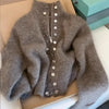 Fluffy Knitted Cardigans Sweater Design Double Breasted Sweater Coat Women Autumn Winter Lazy Zipper Knit Top