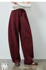 Women's Soft Cotton Curved Leg Long Pants Fall High Waist Drawstring Loose Wide Leg Pear Shape Friendly