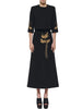 High Street Designer Suit Set Women's 3/4 Sleeve Beaded Cropped Jacket Midi Skirt Suit 2pcs
