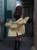 Floral Print Stand Collar Blazer Coat Women Asymmetric Placket Chest Pocket Padded Shoulder Outwear Long Sleeve Suit Jacket