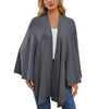 Elegant Shawl Wraps Soft Open Front Poncho Sweater Women Loose V-Neck Cape Casual Solid Color Soft Open Front Poncho Bat Shirt
