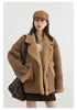 Women Faux Leather Coat Single Breasted Loose Casual Motorcycle Suit Suede Fur Jacket Female Top Autumn Winter