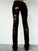 Knit Irregular Ripped Pants Women Autumn Sexy Hottie Wild Solid Hip-Hop Street Clubwear Skinny Bottom