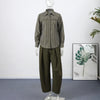 Striped Shirt Pants Set Women Elegant Lapel Button Long Sleeve Blouse Straigth Wide Leg Trousers Spring Office Lady Outfits