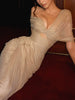 Mesh Patchwork Long Dress Woman Skew Collar Hollow Design Off Shoulder Midnight Prom Party Ruched Elegant Vestidos