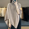 Women's 100% Wool Knitted Poncho Shawl Cloak Bat Sleeve High Collar Irregular Loose Warm Soft Pullovers Autumn Winter Outerwear