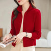 Knitted Cardigan Jacket Women Clothing Spring Winter Half High Collar Outerwear Sweater Female Casual Ladies Tops