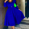Autumn Stylish Women Evening Party Dress Long Puff Sleeve Elegant Pleated A-Line Gowns Birthday Wedding Celebrate Robes