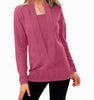 knitted pure color deep V-neck long-sleeved fake two-piece sweater women's jacket