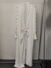 Designer women's clothing hardware buttons on both sides cardigan style twist tie waist dress loose long skirt