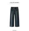 Women Jeans Panel Raw Hem Flare Leg Retro Street Style Slim Long Denim Pants Spring Urban Daily Wear