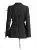 Solid Patchwork Lace Up Chic Blazer For Women Notched Collar Long Sleeve Temperament Blazers Female Style