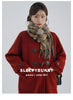 Lamb Wool Collar Duffle Coat Women Long Wool-Like Overcoat Elegant Loose Fit Warm Winter Outerwear Clothing