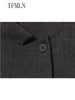 Women Loose Blazer Jackets Vintage Office Lady Single Button Full Sleeve Outwear Stand Collar Coats