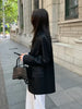 Spring Autumn Elegant PU Leather Office Jacket Long Sleeve Blazer Slim Fit with Lapel Flap Pockets for Women Clothing
