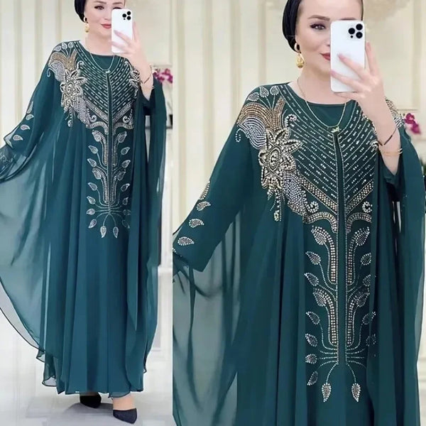 Abayas For Women Dubai Chiffon Boubou Muslim Dress Caftan Marocain Wedding Party Occasions Djellaba Femme