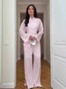 Two-piece Set Stand Collar Long Sleeved Single Breasted Top Straight Leg Pants Women's Clothing Autumn 19DB1060