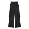 Women's High Waist Striped Straight Leg Pants Vintage Zipper Loose Solid Color Pants Office Casual Women's Pant