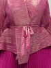2 Pieces Set Women V Neck Full Sleeves Bandage Coat + Elastic Waist A Line Skirt Lady Pleated Clothes 2DC1483