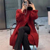 Side Slit Knitted Dress Women Autumn Winter Loose O Neck Pullover Oversize Long Sweater Dress Korean Solid Color Dresses