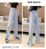 Autumn Spring Jeans Women Denim Pants Vintage Straight Trousers Female White Black Solid Loose Casual Wide Leg Pants