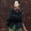 Winter Chinese Style Parkas For Women Bandage Plus Cotton Coats Long Sleeve Loose Pockets Vintage Cotton Parkas