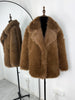 Faux Fur Lapel Coat Women's Elegant Solid Loose Lace-Up Leisure Jacket Winter Female Keep Warm Fur Coat