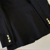 Autumn Winter Office Elegant Temperament Metal Buttons Coat Ladies Vintage Double-breasted Black Outerwear Women