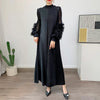 Pleated Dress Round Neck Spliced Fungus Full Sleeve Dresses For Women 2026New Spring Clothing