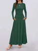 Autumn Women Long Sleeve Maxi Dress Comfortable Fit Ruched Detail Multi Color for Casual Everyday Wear