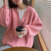 Beige Pockets Knitted Sweater Coats Women Loose Single-breasted V-neck Purple Cardigan Female Autumn Casual Red Cardigans