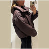 Stand Collar Cotton Jackets For Women Casual Long Sleeve Side Lace Up Coats Lady Winter Street Warm Chic Outerwear