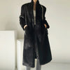 Winter Long Black Elegant Stylish Thick Warm Fluffy Hairy Soft Faux Mink Fur Coat Women Stand Collar Sashes