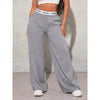 Women's Pants High Waist Webbing Loose Women's Wide Leg Pants Solid Colour Casual Female Pants Autumn Daily Wear